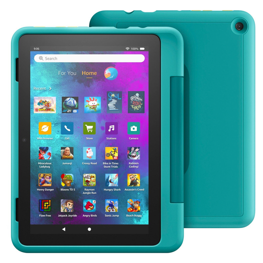 Tablet Fire HD 8 Kids Pro para niños de 6 a 12 años, con pantalla HD de 8, procesador un 30 % más rápido, hasta 13 horas de batería, funda apta para niños, 32 GB, Hello Teal